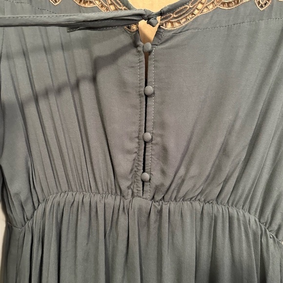 L Love Boho Lined Olive Green Dress Knee Length Tassels Tie Women's Medium - Picture 7 of 10